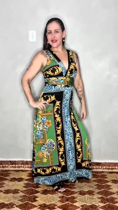 Vestido poliéster c/ elastano forrado