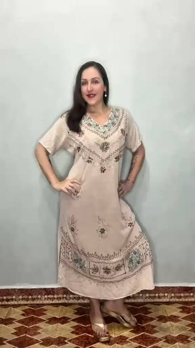 Vestido indiano 100% algodão (bordado)